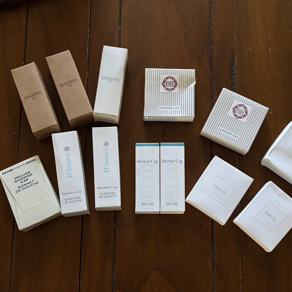 Shower Caps Bundle of 12 Travel Disposable Peter Thomas Roth Crabtree & Evelyn